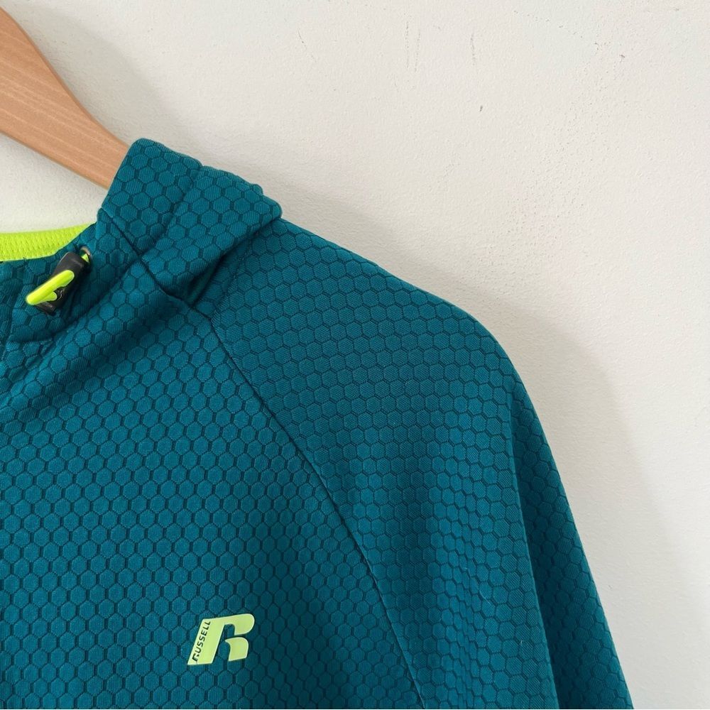 Russell Athletic Teal Textured Full Zip Performance Hoodie Men’s Small - Picture 11 of 14